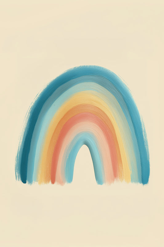 Boho Rainbow Nursery Wall Art Print, Pastel Scandinavian Kids Room Decor, Gender Neutral Modern Wall Art