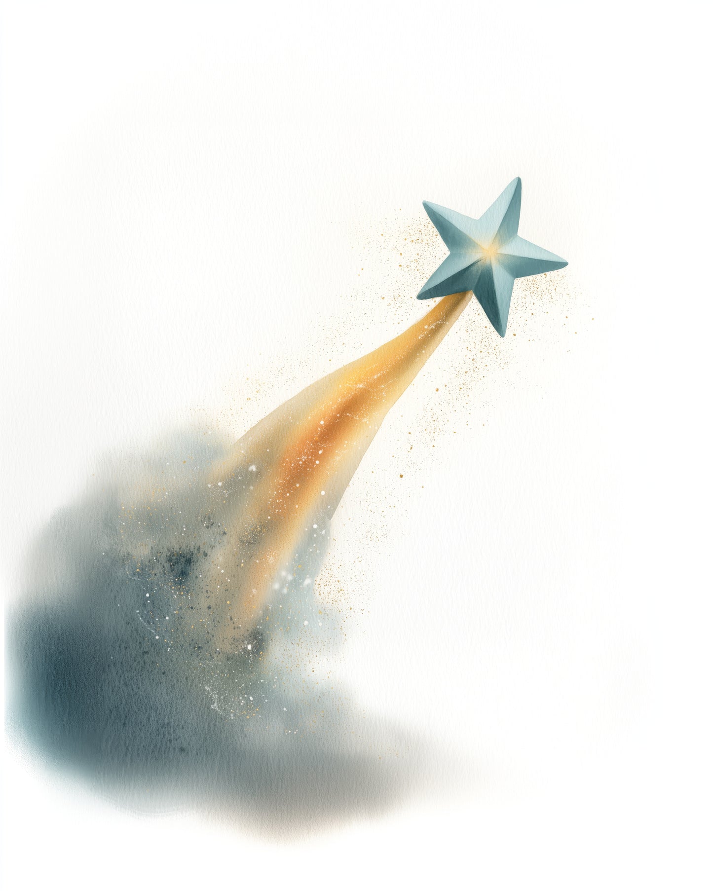 Shooting Star Watercolor Nursery Wall Art Print, Gender Neutral Space Kids Room Decor, Dream Big Poster