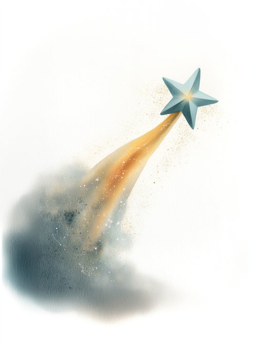 Shooting Star Watercolor Nursery Wall Art Print, Gender Neutral Space Kids Room Decor, Dream Big Poster