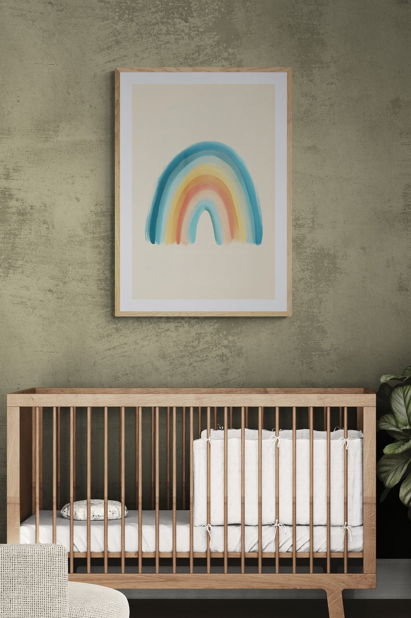 Boho Rainbow Nursery Wall Art Print, Pastel Scandinavian Kids Room Decor, Gender Neutral Modern Wall Art