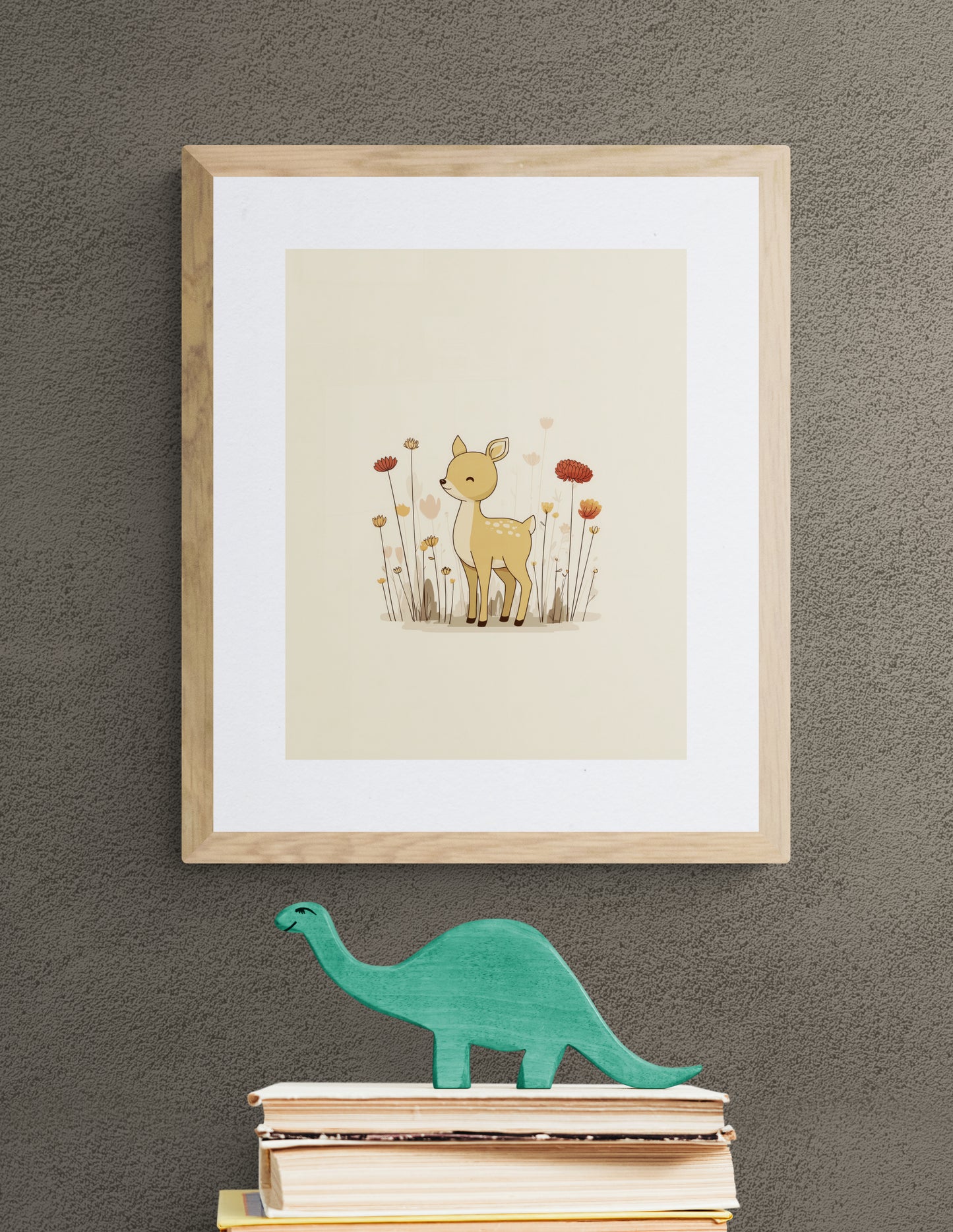 Fawn in Flower Field – Boho Nursery Wall Art | Minimal Baby Deer Floral Print for Kids Room